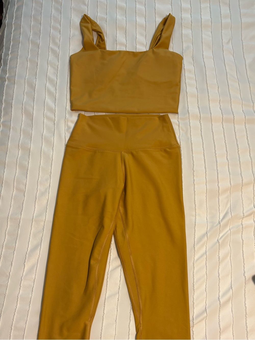 Abercrombie YPB High-Waist Mustard Leggings & Crop Tank Set